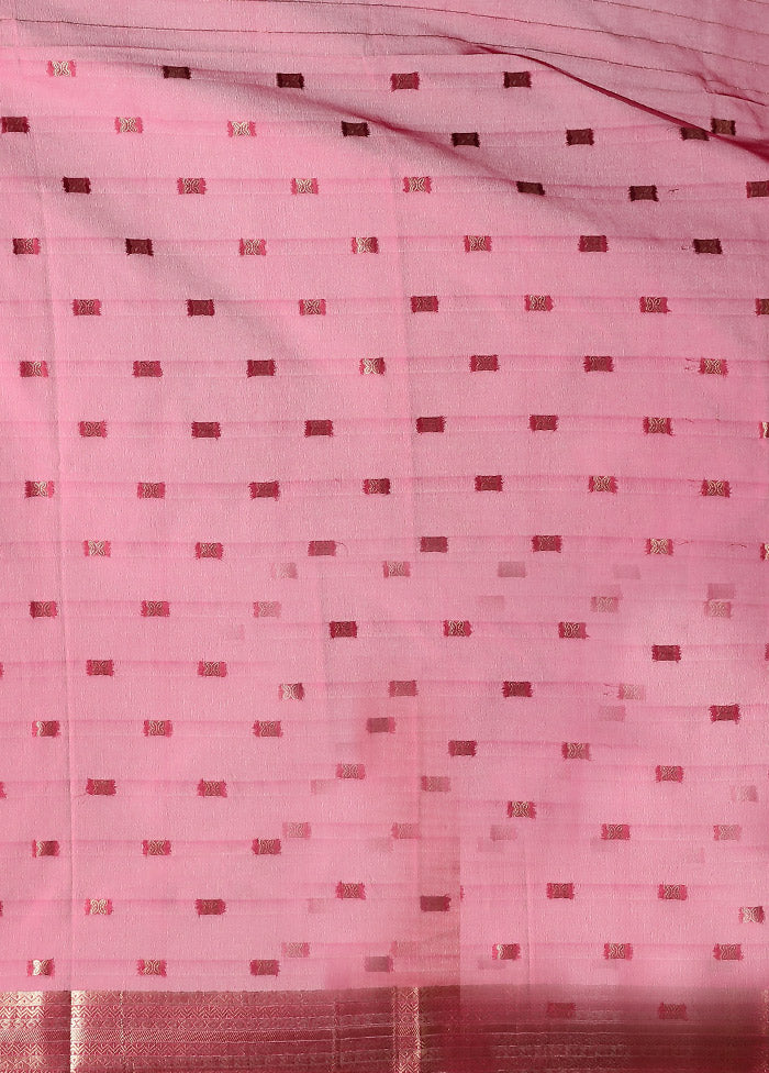 Pink Dupion Silk Saree With Blouse Piece