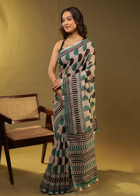 Multicolor Linen Silk Saree With Blouse Piece