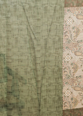 Grey Cotton Saree With Blouse Piece