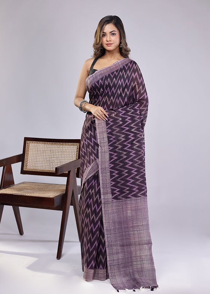Purple Cotton Saree With Blouse Piece