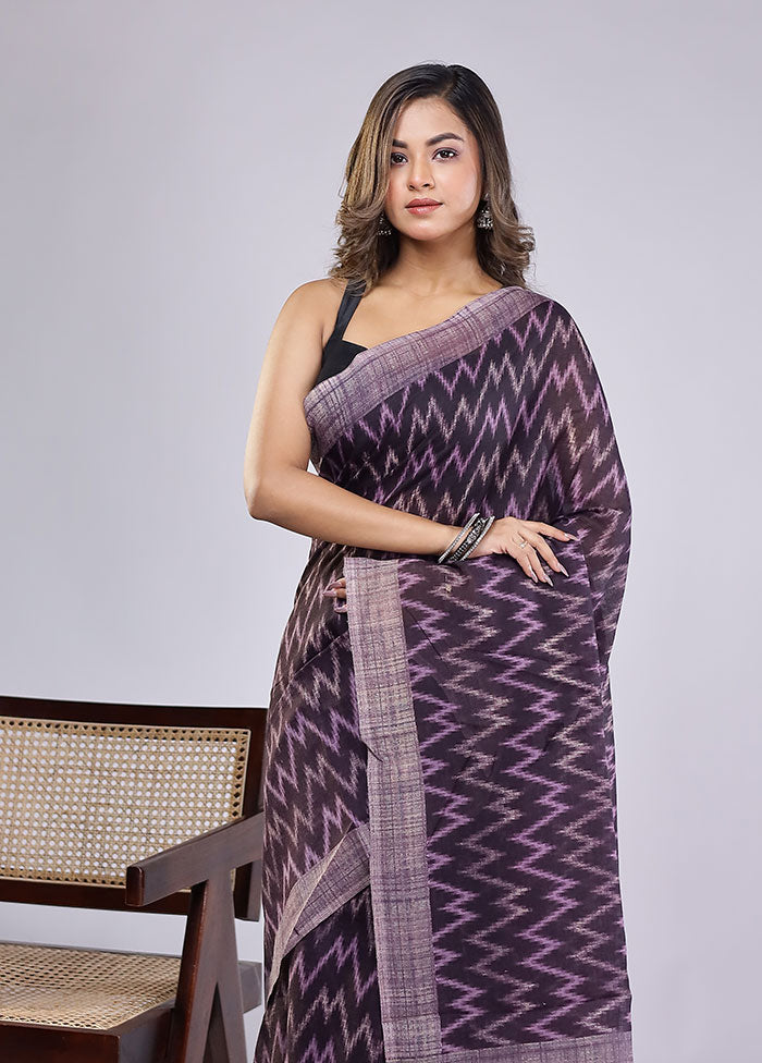 Purple Cotton Saree With Blouse Piece