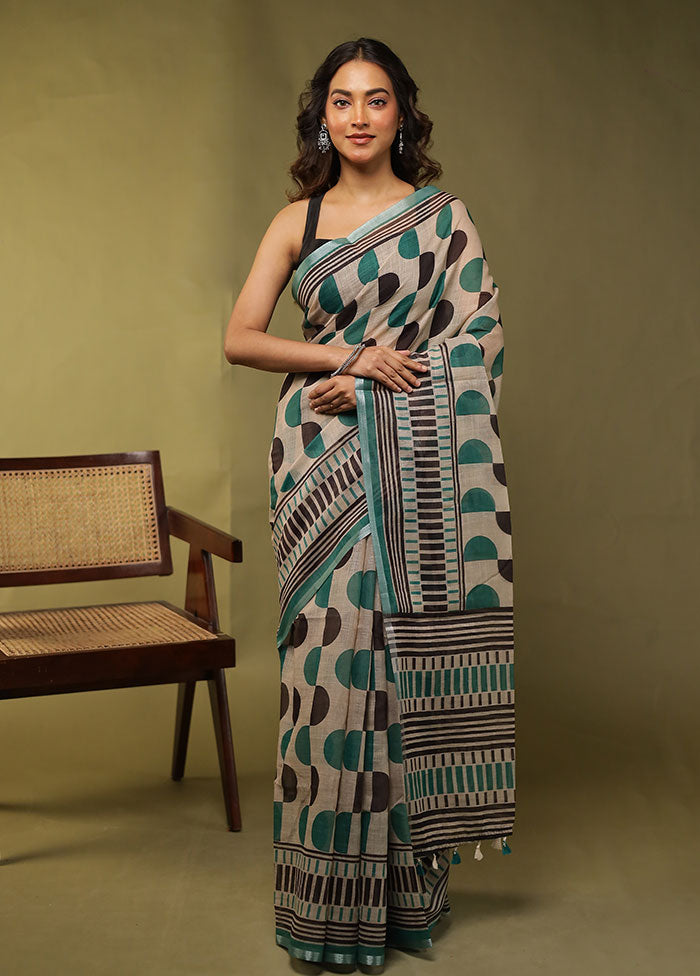 Multicolor Linen Silk Saree With Blouse Piece