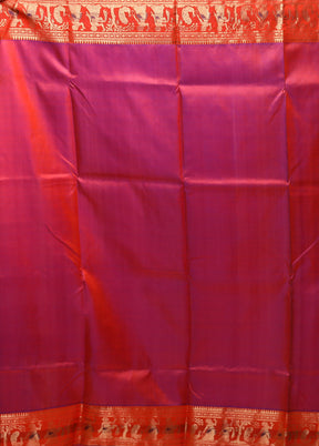 Purple Handloom Baluchari Pure Silk Saree With Blouse Piece
