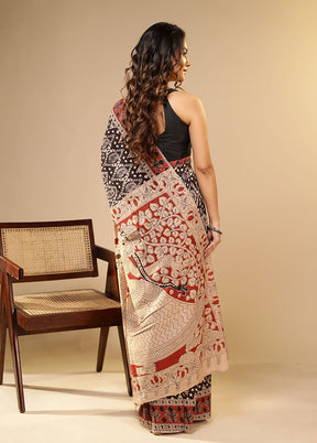 Black Cotton Saree With Blouse Piece