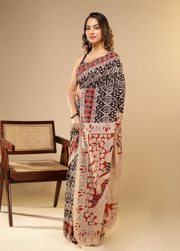 Black Cotton Saree With Blouse Piece