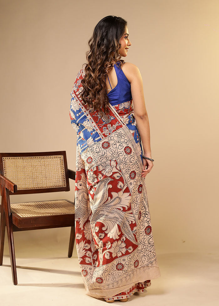 Blue Cotton Saree With Blouse Piece