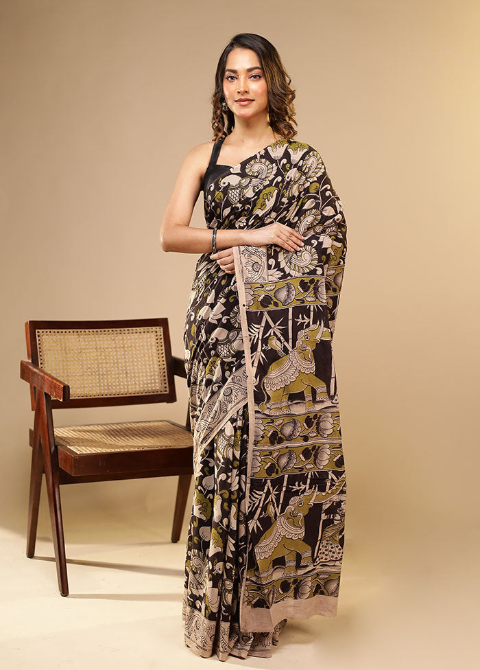 Black Cotton Saree With Blouse Piece