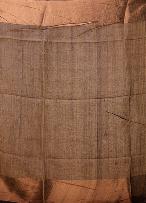 Gold Handloom Tussar Pure Silk Saree With Blouse Piece