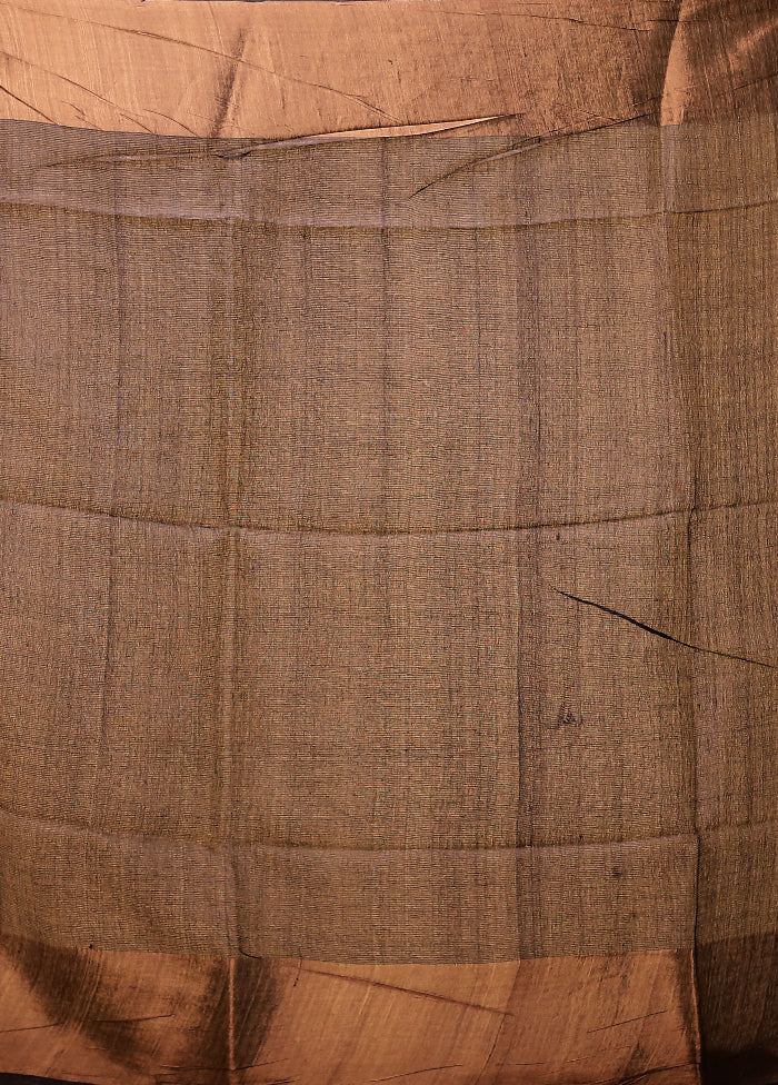 Grey Handloom Tussar Pure Silk Saree With Blouse Piece