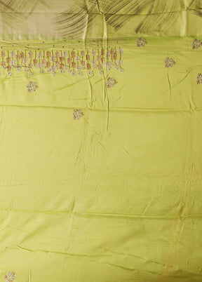 Green Tussar Silk Saree With Blouse Piece