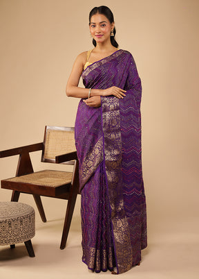 Purple Tussar Silk Saree With Blouse Piece