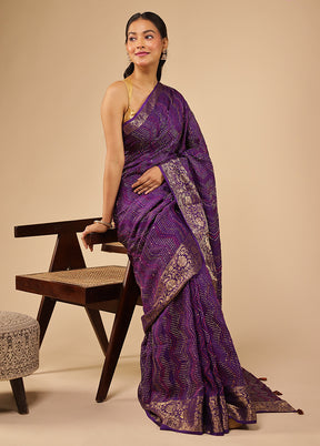 Purple Tussar Silk Saree With Blouse Piece