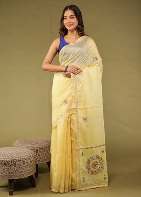 Yellow Cotton Saree With Blouse Piece