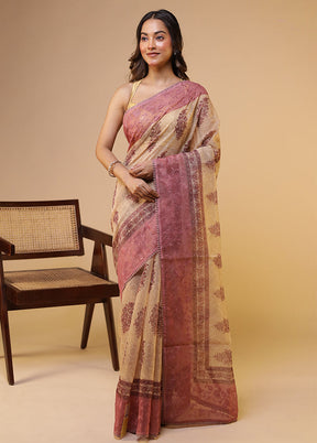 Purple Pure Cotton Saree With Blouse Piece
