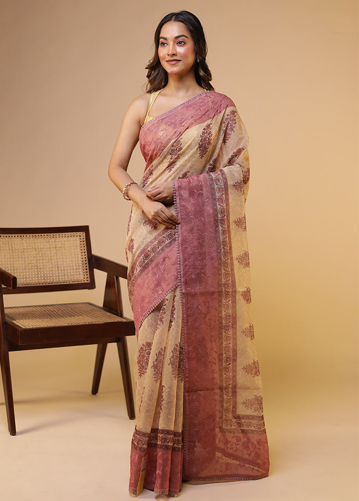 Purple Pure Cotton Saree With Blouse Piece