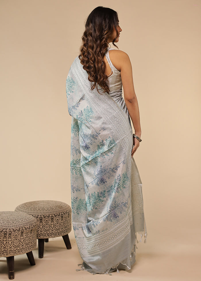 Blue Pure Cotton Saree With Blouse Piece