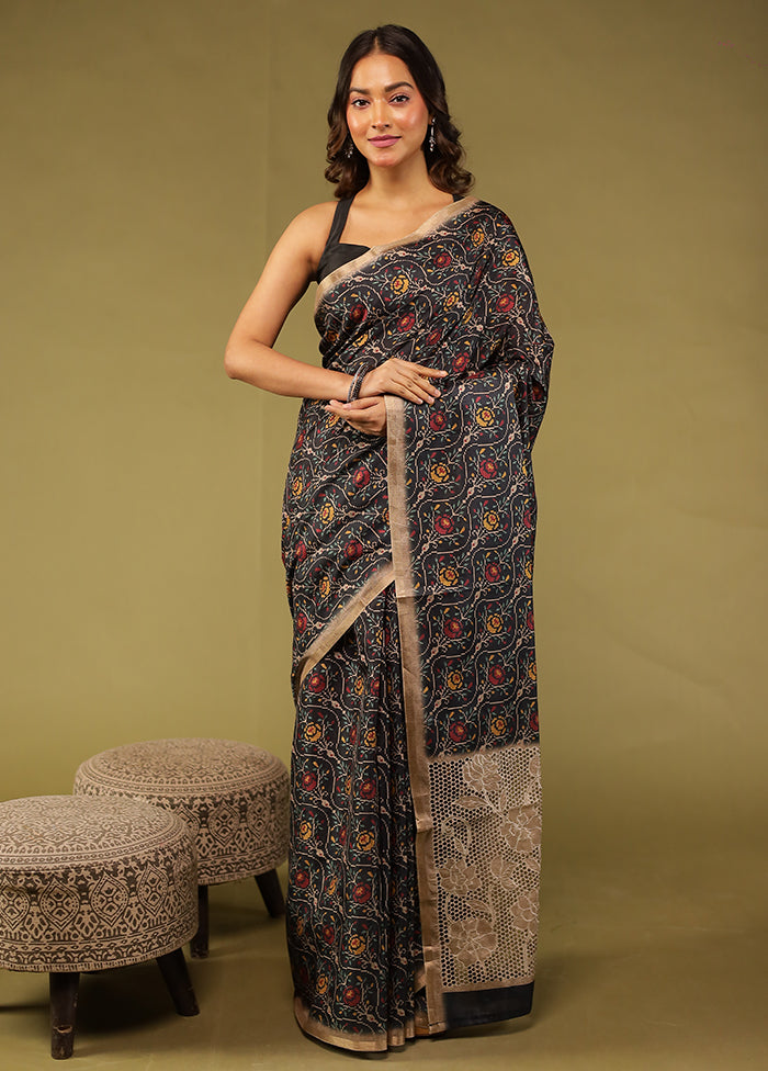 Multicolor Tussar Silk Saree With Blouse Piece