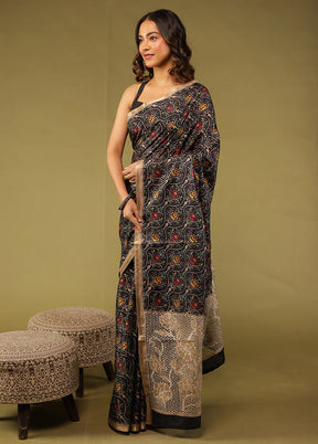 Multicolor Tussar Silk Saree With Blouse Piece