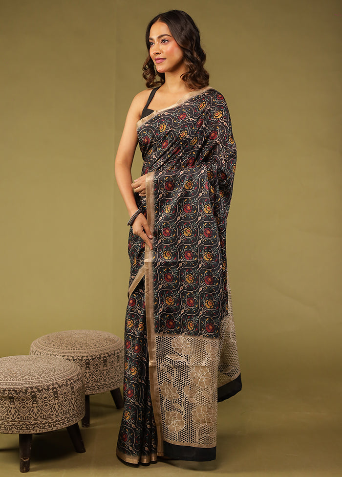 Multicolor Tussar Silk Saree With Blouse Piece