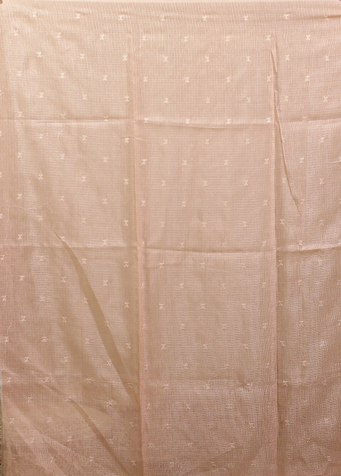 Peach Pure Cotton Saree With Blouse Piece