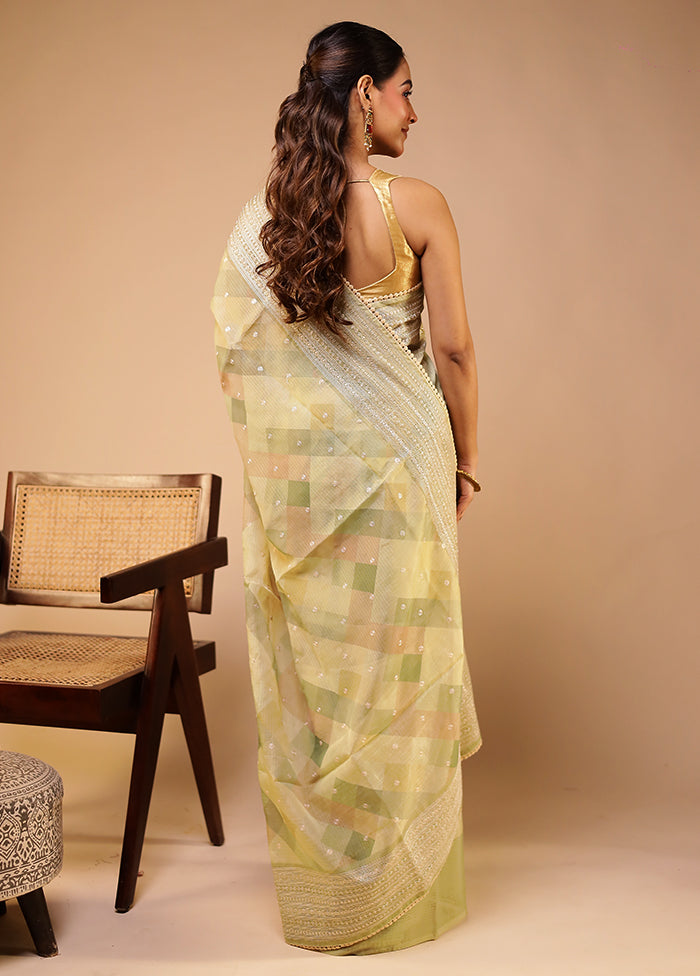 Green Pure Cotton Saree With Blouse Piece