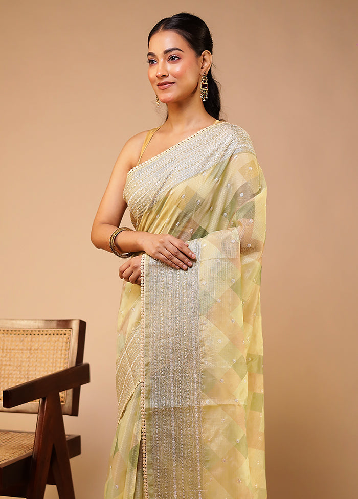Green Pure Cotton Saree With Blouse Piece