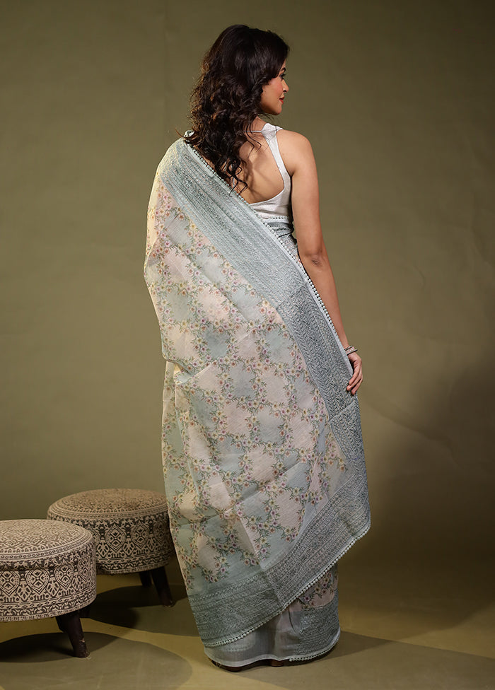Blue Pure Cotton Saree With Blouse Piece