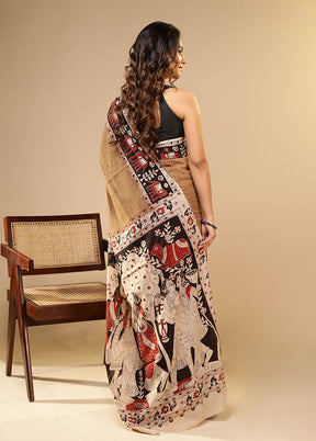 Brown Cotton Saree With Blouse Piece