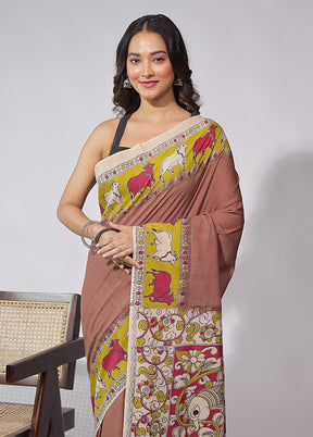 Purple Cotton Saree With Blouse Piece