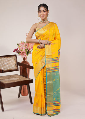 Yellow Kalakethra Silk Saree With Blouse Piece
