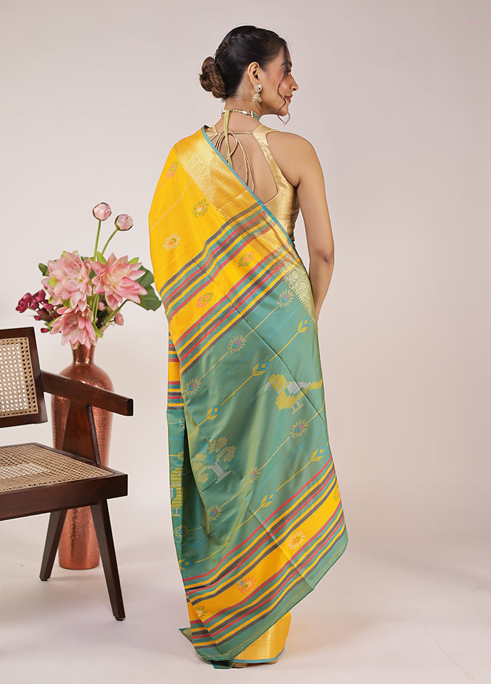 Yellow Kalakethra Silk Saree With Blouse Piece