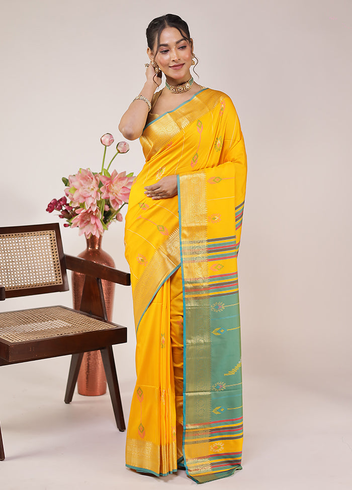 Yellow Kalakethra Silk Saree With Blouse Piece