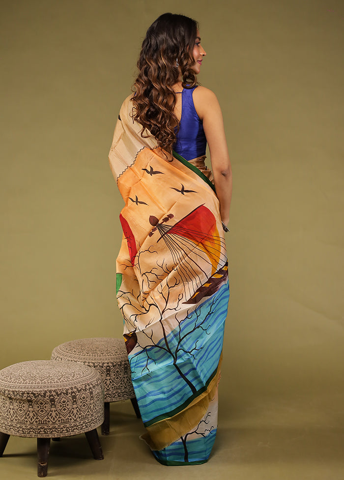 Multicolor Printed Pure Silk Saree Without Blouse Piece