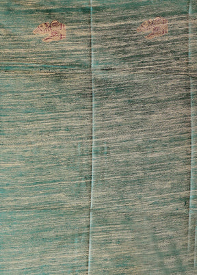 Green Tussar Silk Saree With Blouse Piece