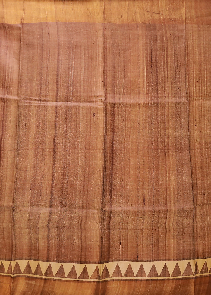Brown Tussar Silk Saree With Blouse Piece