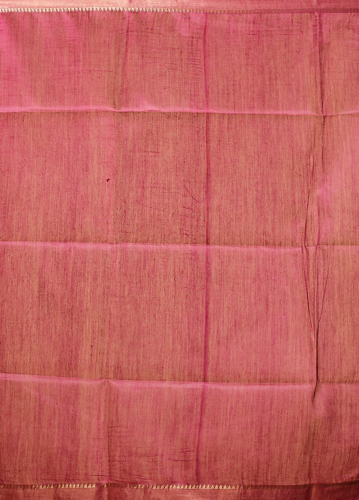 Magenta Tussar Silk Saree With Blouse Piece