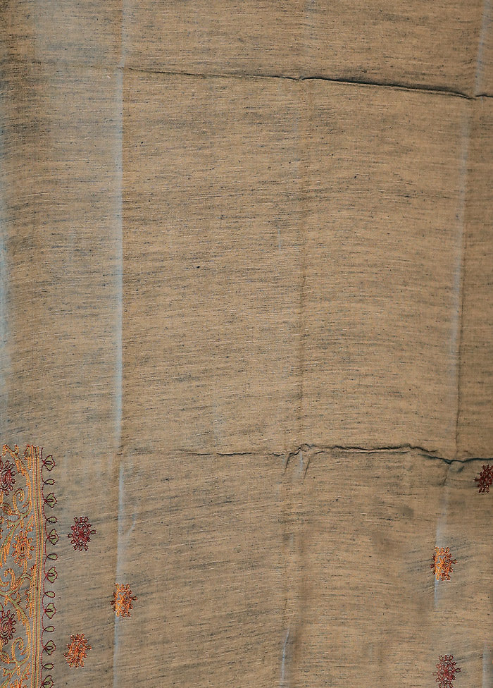 Blue Tussar Silk Saree With Blouse Piece