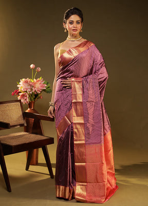 Pink Handloom Kanjivaram Pure Silk Saree With Blouse Piece