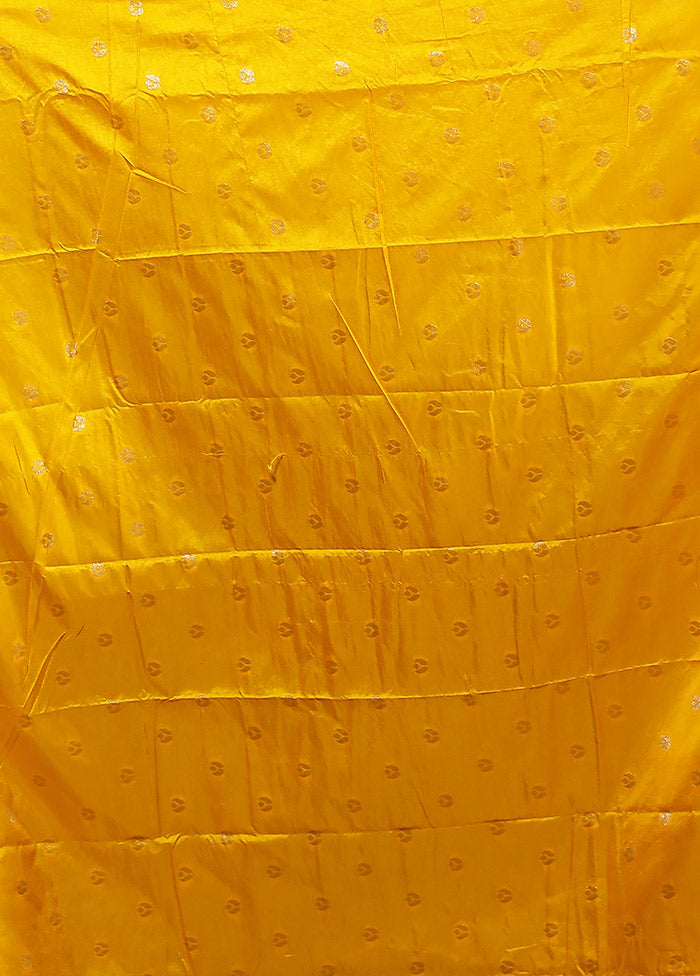 Yellow Dupion Silk Saree With Blouse Piece