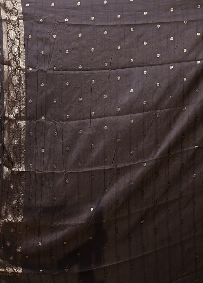 Black Dupion Silk Saree With Blouse Piece