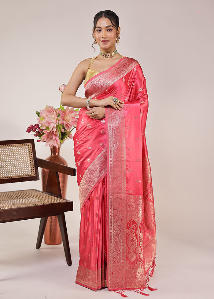 Pink Dupion Silk Saree With Blouse Piece