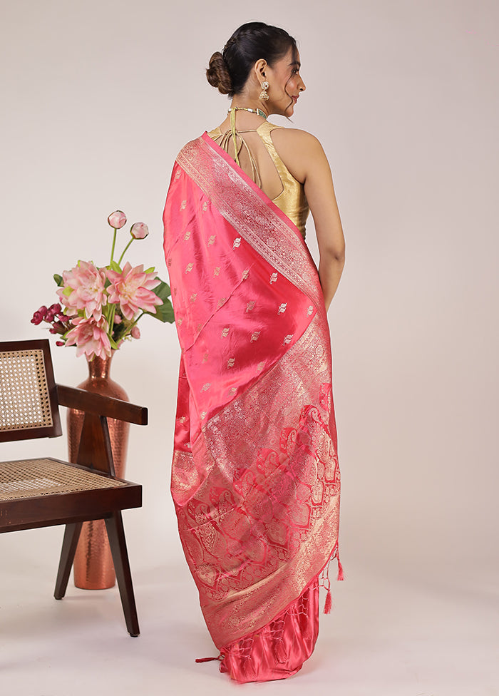 Pink Dupion Silk Saree With Blouse Piece