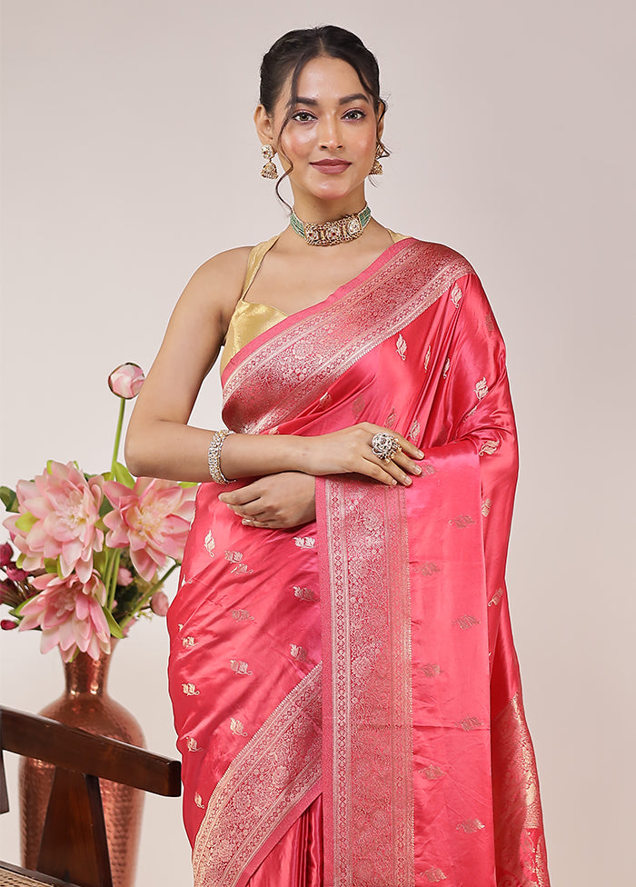 Pink Dupion Silk Saree With Blouse Piece