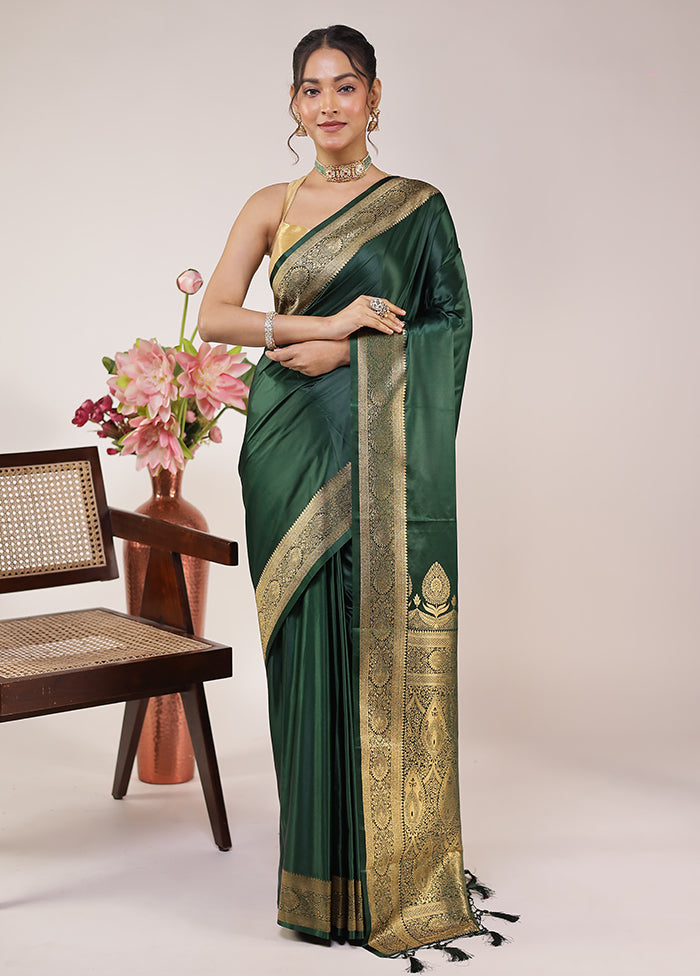 Green Dupion Silk Saree With Blouse Piece
