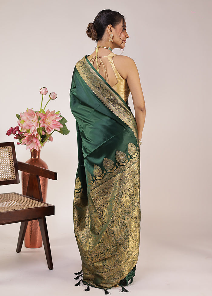 Green Dupion Silk Saree With Blouse Piece