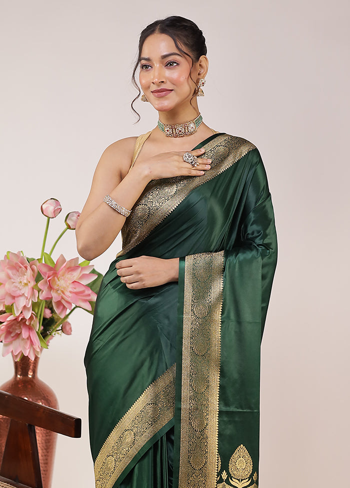 Green Dupion Silk Saree With Blouse Piece