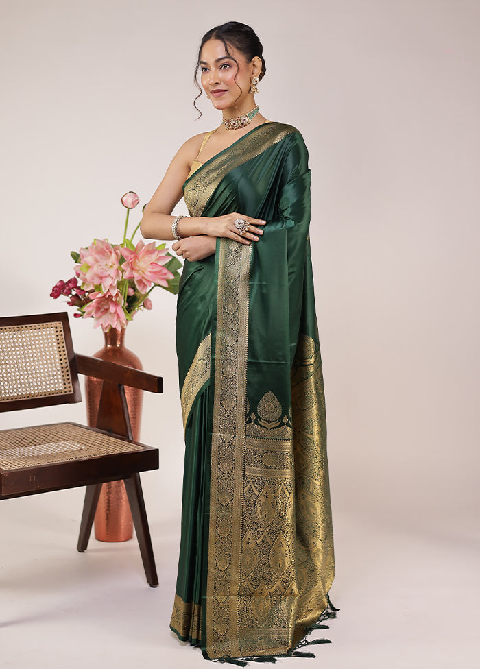 Green Dupion Silk Saree With Blouse Piece