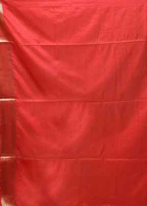 Red Dupion Silk Saree With Blouse Piece