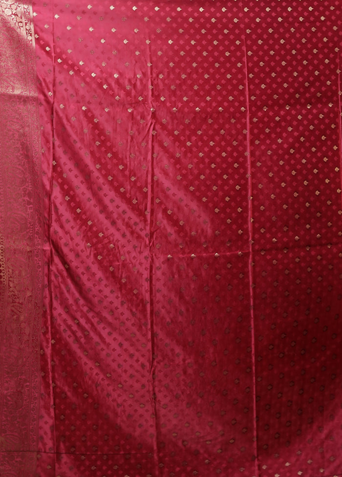 Maroon Dupion Silk Saree With Blouse Piece