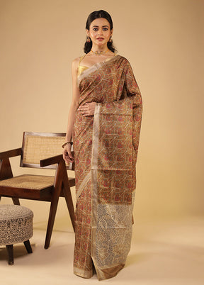 Brown Tussar Silk Saree With Blouse Piece